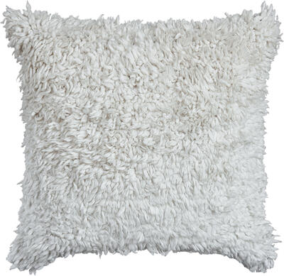 MERINO WOOL SHAG CUSHION - IVORY | WOVEN